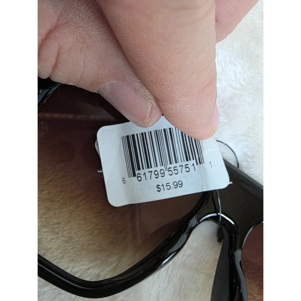 Oversized Square Sunglasses‎ Women Black Gradient Brown Lens Fashion Eyewear